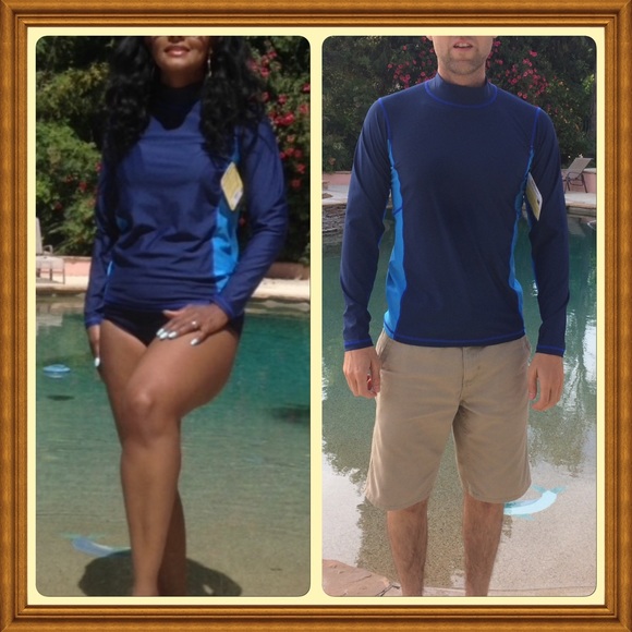 ACTIVSKINZ UPF50 Unisex Blue Swim Rash Guard - Picture 1 of 9